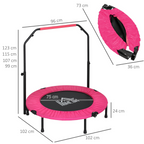 40" Foldable Mini Fitness Trampoline with Foam Handle, Pink