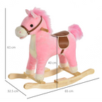 Kids Plush Rocking Horse with Moving Mouth Tail Sounds 18-36 Months Pink