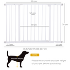 Pressure Fit Dog Gate Pet Barrier for stairs doorway, 76-107cm Width White