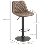Bar Stools Set of 2, Adjustable Bar Chairs 360° Swivel for Kitchen Brown