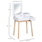 Dressing Table Desk Flip-up Mirror 2 Drawers Bedroom Makeup White