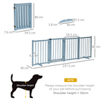 Wooden Foldable Dog Safety Barrier with 4 Panels for Small&Medium Dogs Blue Grey