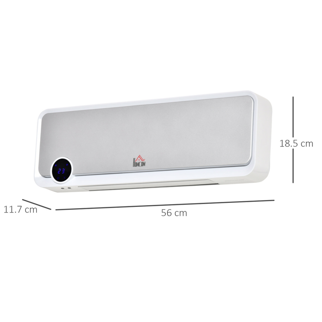 Wall Mounted Downflow Ceramic Heater with 12h Timer, Remote