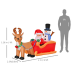 4ft Christmas Inflatable Santa Claus on Sleigh Deer LED Lighted Indoor Outdoor