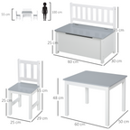 4-Piece Set Kids Wood Table Chair Bench Storage Function for 3 Years+ HOMCOM