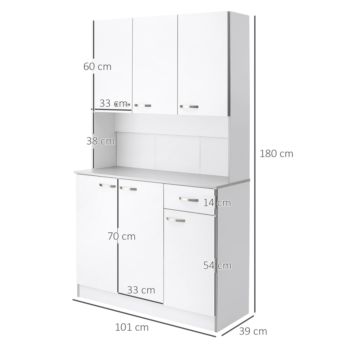 Freestanding Kitchen Cupboard, Storage Cabinet with Doors, Drawer