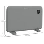 1200W Electric Convector Heater, Quiet Space Heater with LED Display, Grey