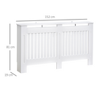 Radiator Cover Painted Slatted MDF Cabinet Lined Grill 152x19x81cm