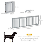 Freestanding Pet Gate 4 Panel Folding Wooden Dog Barrier w/ Support Feet