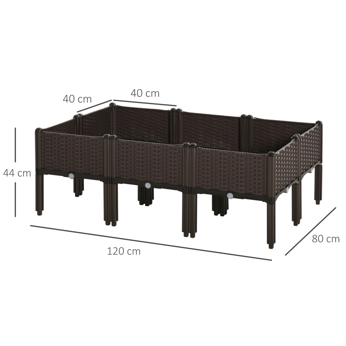 6-pcs Raised Flower Bed Stackable Vegetable Herb Box with Drainage Holes