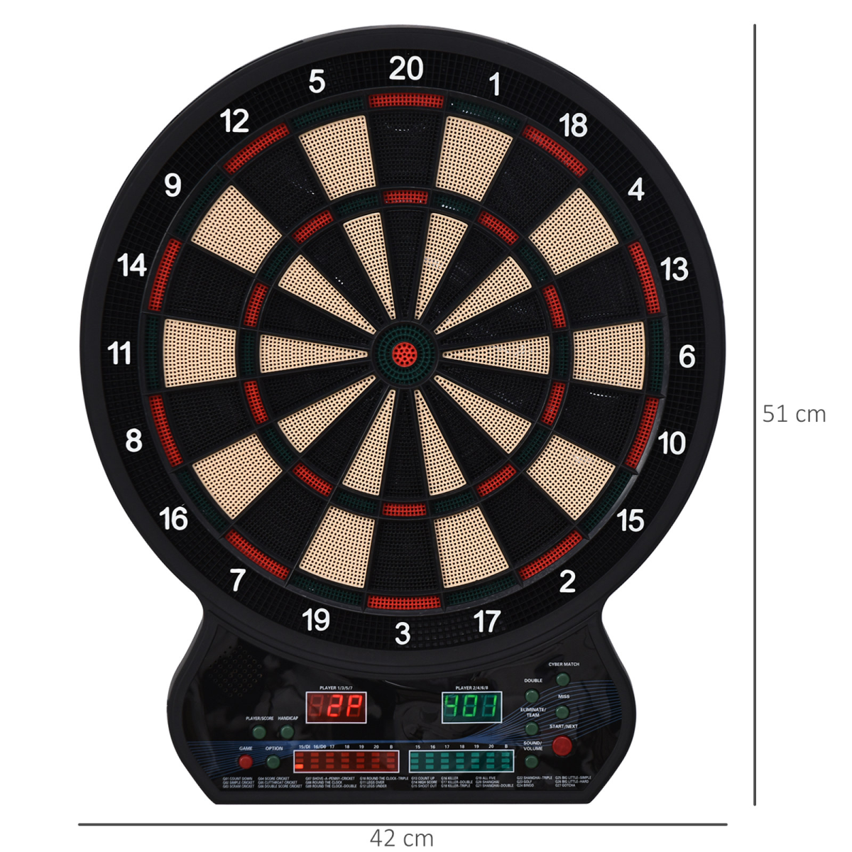 Electronic Dartboard LED Digital Score 27 Games with 12 Soft Darts Ready-to-Play