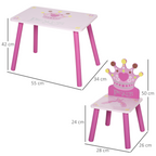 3 Pcs Kids Princess & Crown Chair Table Set Home Furniture 2-4 Yrs Pink