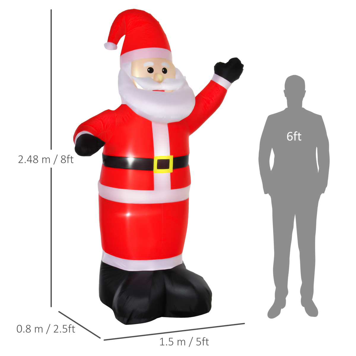 8ft Inflatable Christmas Santa Claus Xmas Deco with LED Air Blown Yard Outdoor