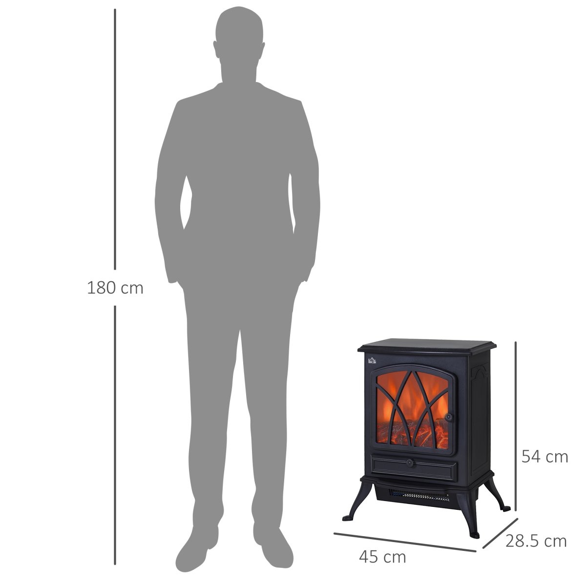HOMCOM 1850W Freestanding Electric Fireplace – Black