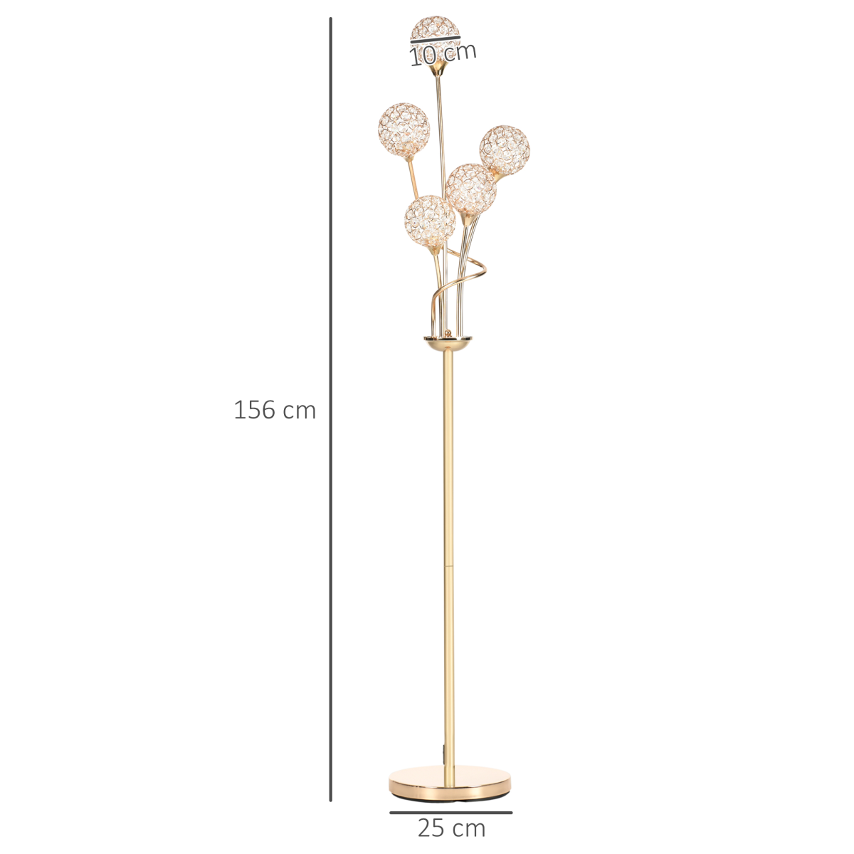 K9 Crystal Floor Lamp for Living Room, 5 Light Upright Standing Lamp, Gold