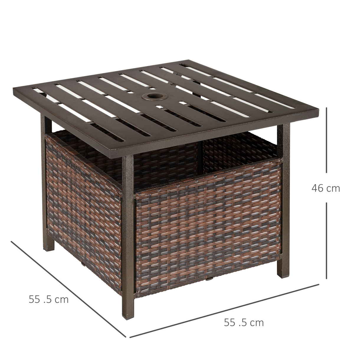 Outsunny Outdoor Rattan Coffee Table with Umbrella Hole Fit for Garden Backyard