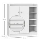 Shoe Storage Cabinet Home 2 Doors with Adjustable 4 Shelves White