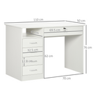 Computer Desk Writing Desk with Five Drawers for Home Office White
