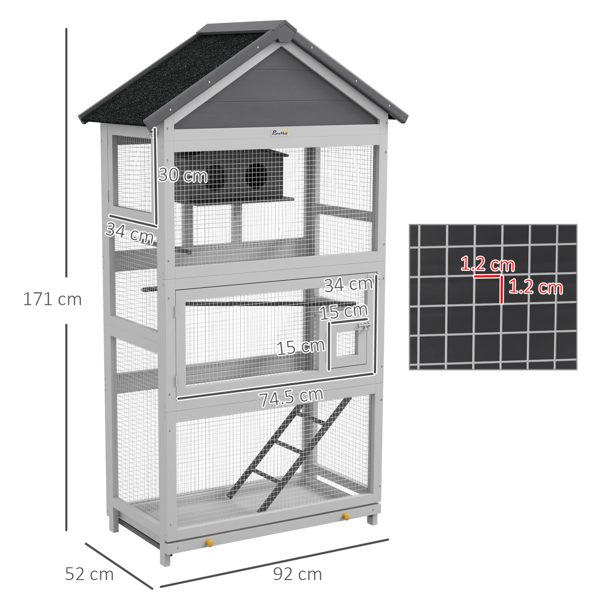 PawHut Bird Cage with Stands for Finches, Parakeets, Small Birds - Grey