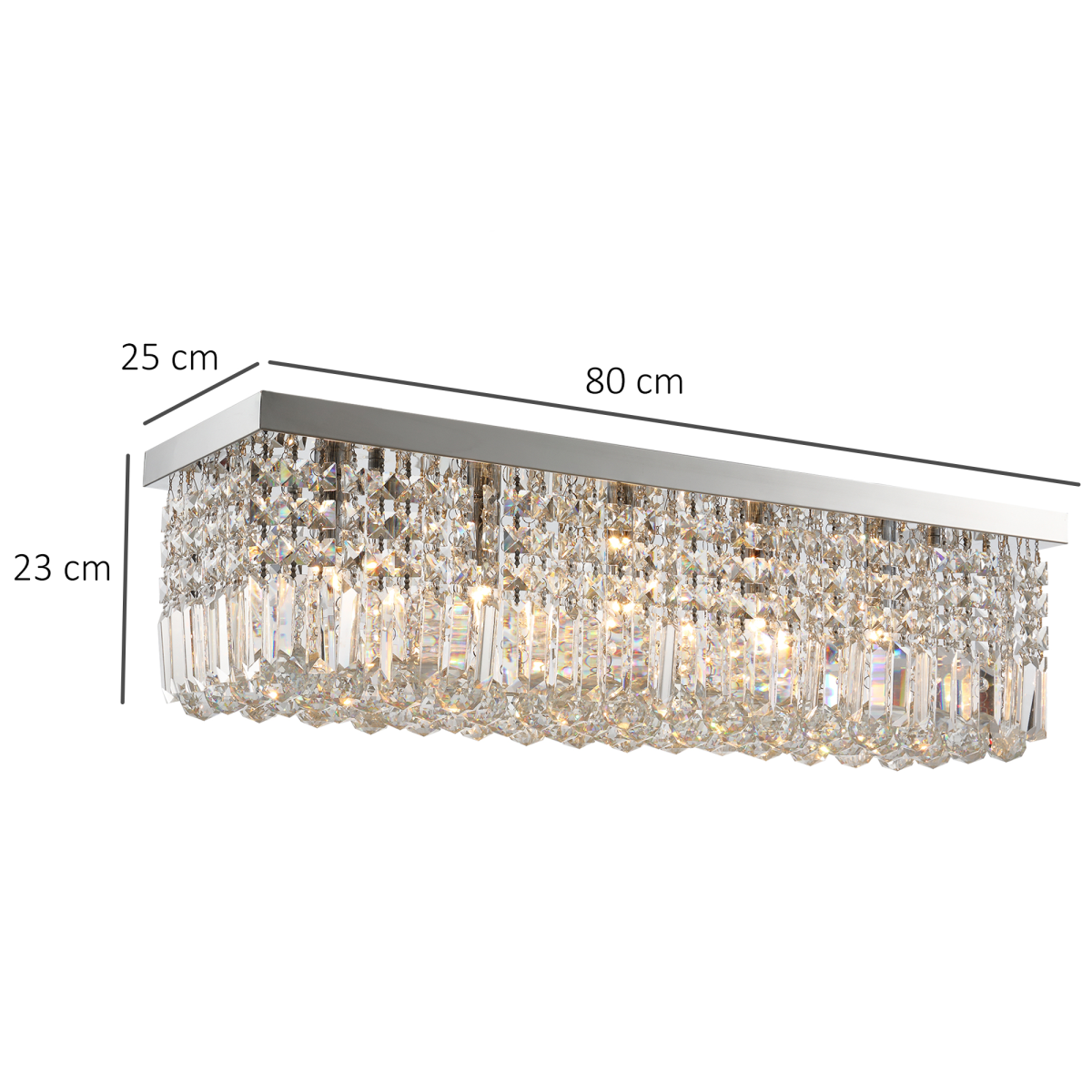Modern Crystal Ceiling Light Square Crystal Chandelier E14 Base, Silver