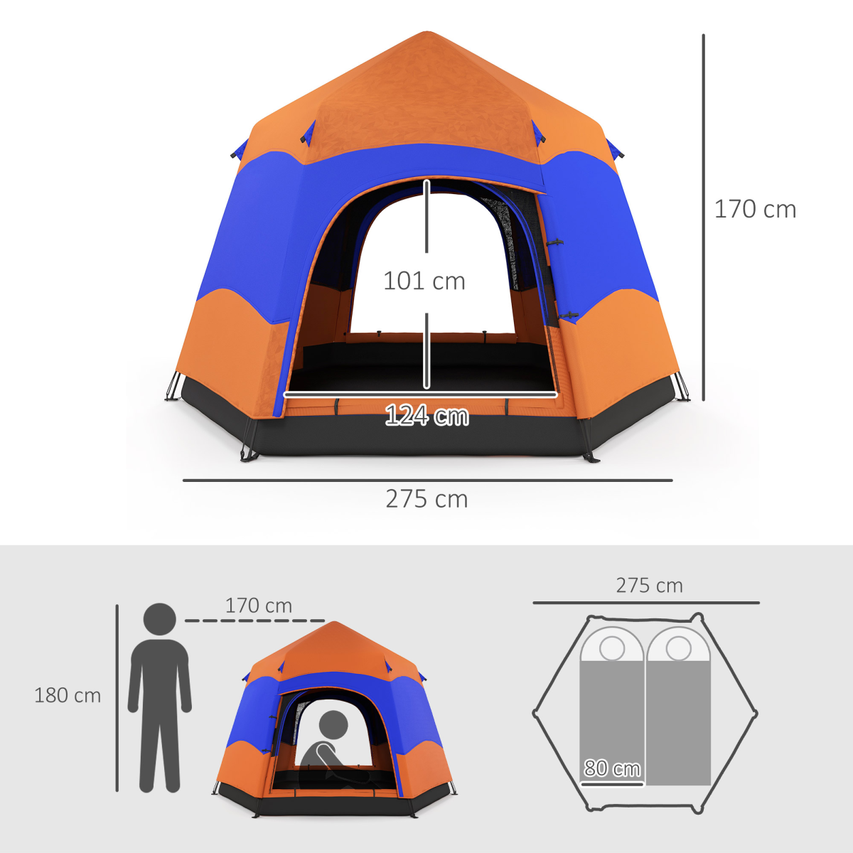 4 Person Pop Up Tent Camping Festival Hiking Shelter Family Portable Outsunny