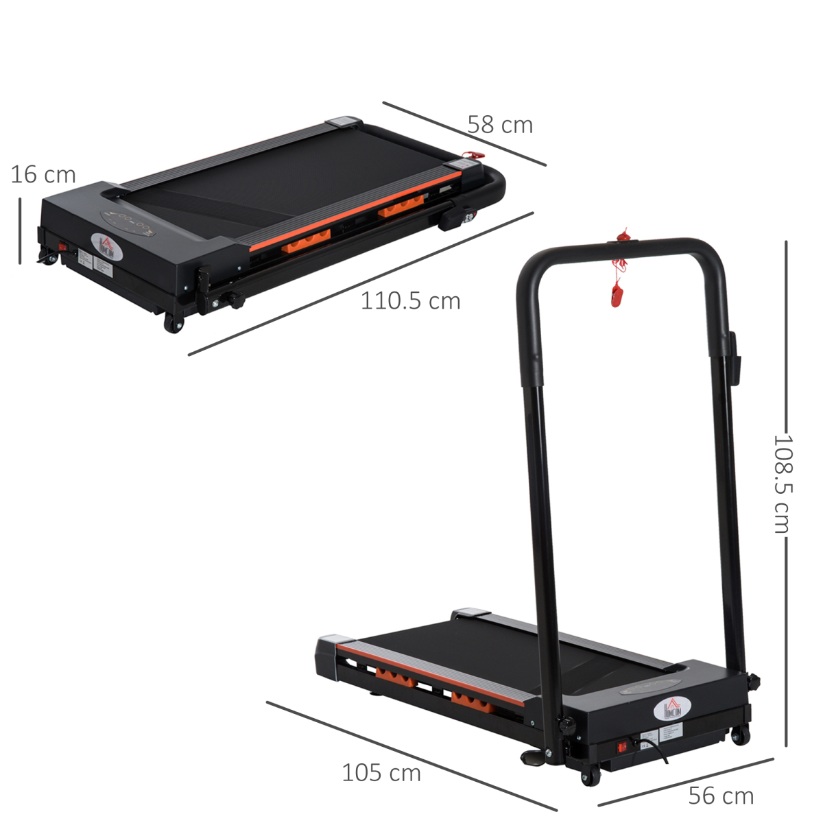 1-6 km/h Folding Motorized Treadmill Walking w/ Remote Stopper Fitness