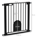 75-82 cm Pet Safety Gate, Stair Pressure Fit, Auto Close, Double Locking, Black