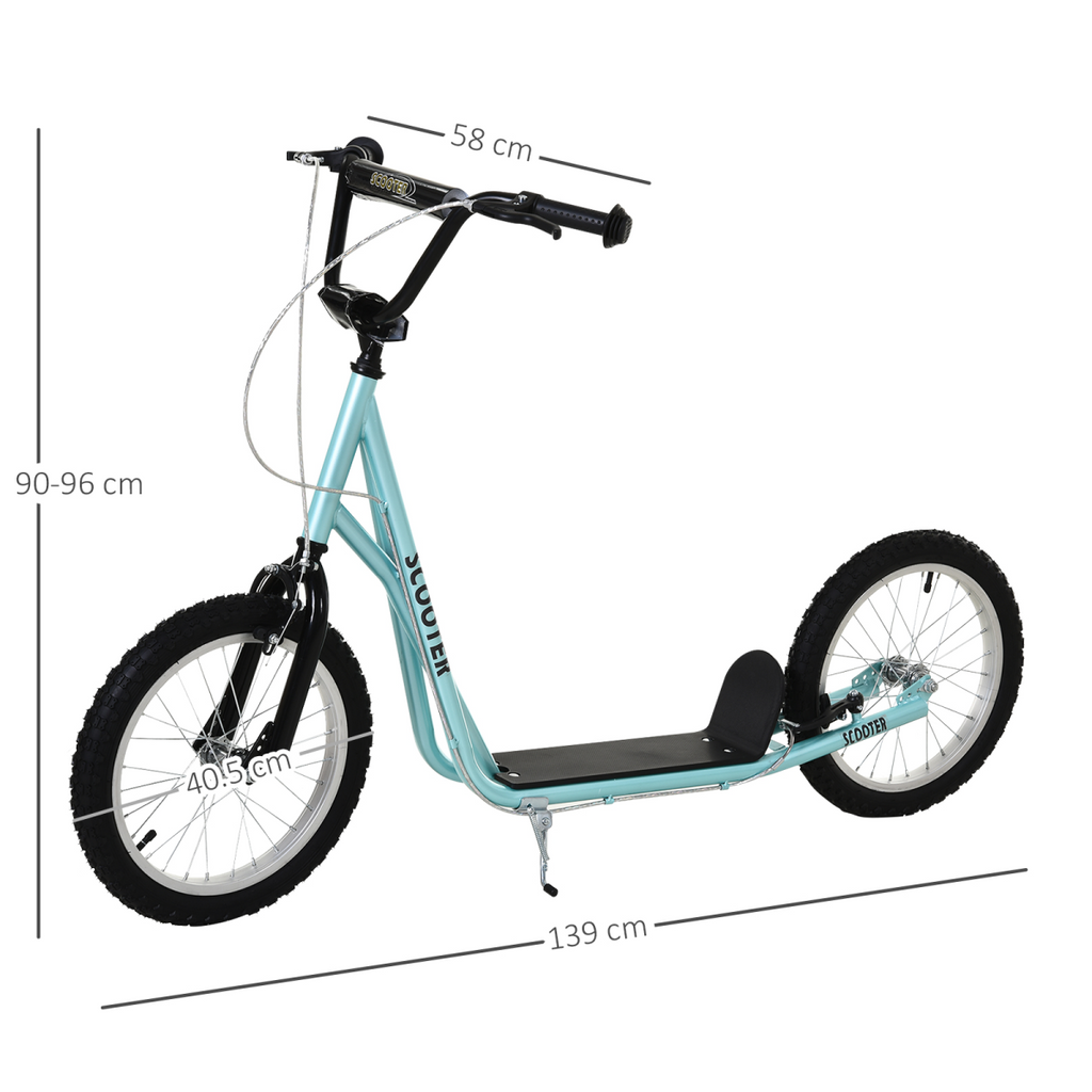90-96cm Kids Kick Scooter Adjustable Handlebar Inflatable Wheels Blue