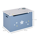 Kids Wooden Toy Box Children Storage Chest Organiser Side Handle Blue