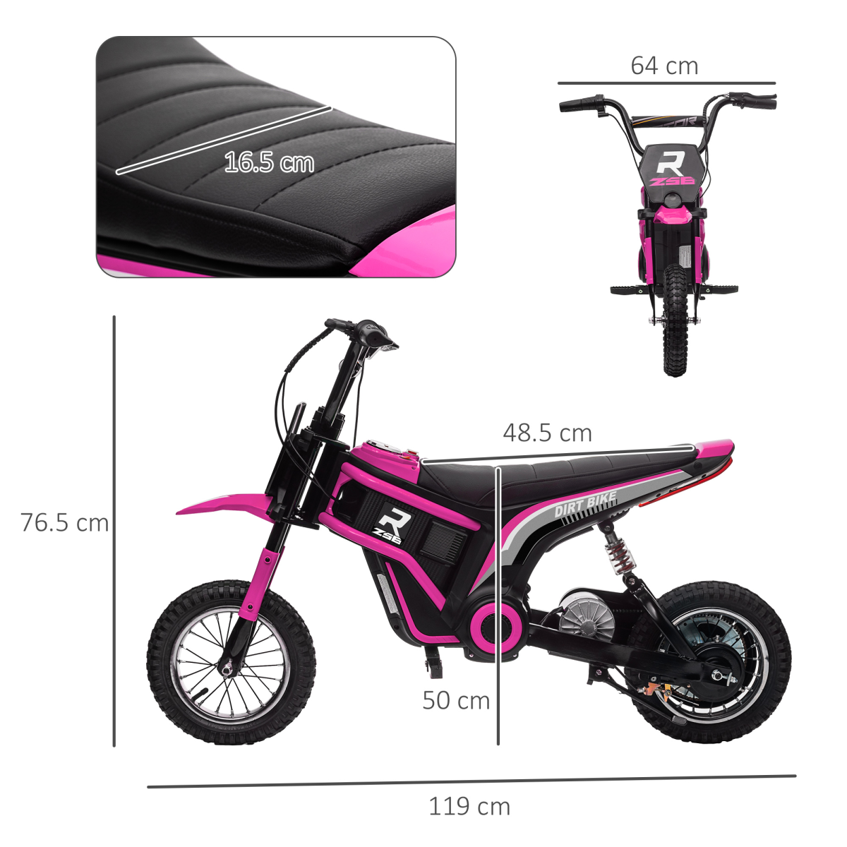 24V Kids Electric Motorbike with Twist Grip Throttle, Music, Horn - Pink