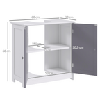 kleankin 60x60cm Under-Sink Storage Cabinet with Adjustable Shelf Grey White
