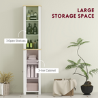 kleankin Slim Bathroom Storage Unit with Open Compartment, White