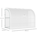 300 x 150 x 213 Plant Greenhouse Garden Nursery w/ Cover Window, White