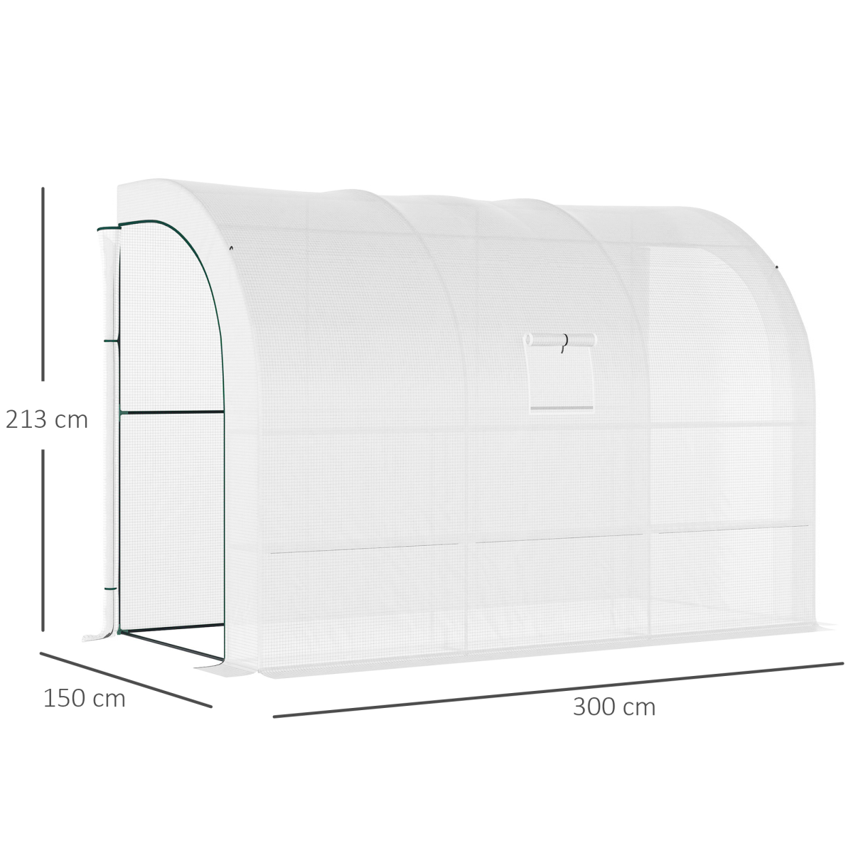 300 x 150 x 213 Plant Greenhouse Garden Nursery w/ Cover Window, White