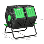 Outsunny 130L Compost Bin Dual Chamber Rotating Composter with Ventilation Holes