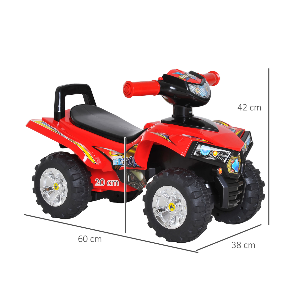 Kids Ride On Quads Boys Girls LED Lights Horn Music Toys 4 Wheels Red