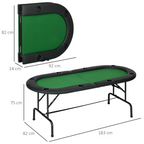 Foldable Poker Table Casino Top 8 Players Game Trays Drink Holder