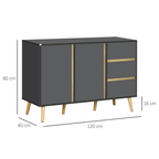 Sideboard Kitchen Cupboard with Adjustable Shelves, Double Doors Dark Grey
