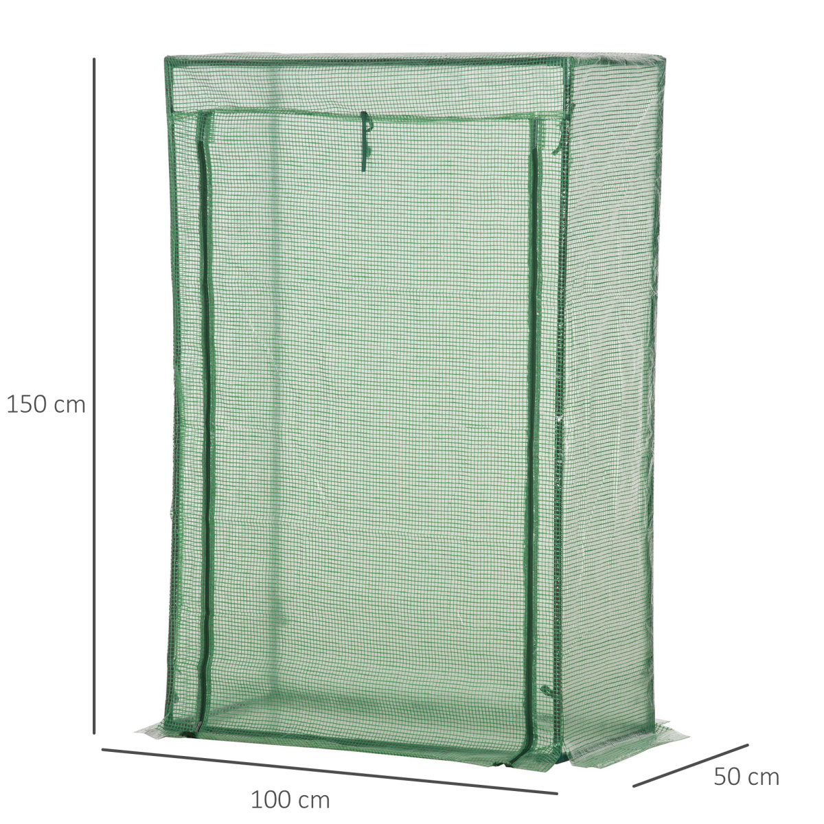 100x50x150cm Greenhouse PE Cover with Zipper Roll-up Door Outdoor, Green