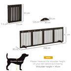 Freestanding Pet Gate 4 Panel Folding Wooden Dog Barrier with Support Feet