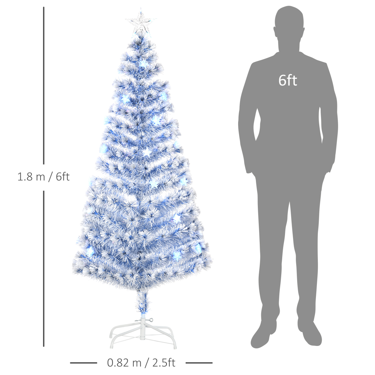 Artificial Fibre Optic Christmas Tree Seasonal Decoration w/ 26 LED HOMCOM