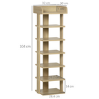 7 Tier Shoe Rack Organizer Storage Shelf Wooden Display Cabinet Oak