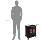 Electric Fireplace LED Fire Flame Effect, Double Door, 1000W/2000W, Black