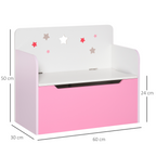 Kids Wooden Toy Box Children Storage Chest Bench Organiser Bedroom Pink