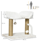 42cm Indoor Cat Tree Kitty Play Tower w/ Toy Balls, Jute Scratching Post