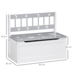 Two-In-One Wooden Toy Box, Kids Storage Bench w/ Safety Rod - Grey