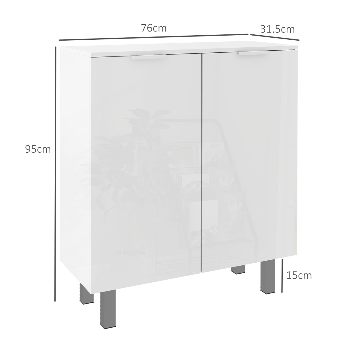 Shoe Storage Cabinet with Soft-Close Hinges & Adjust Shelves, High Gloss
