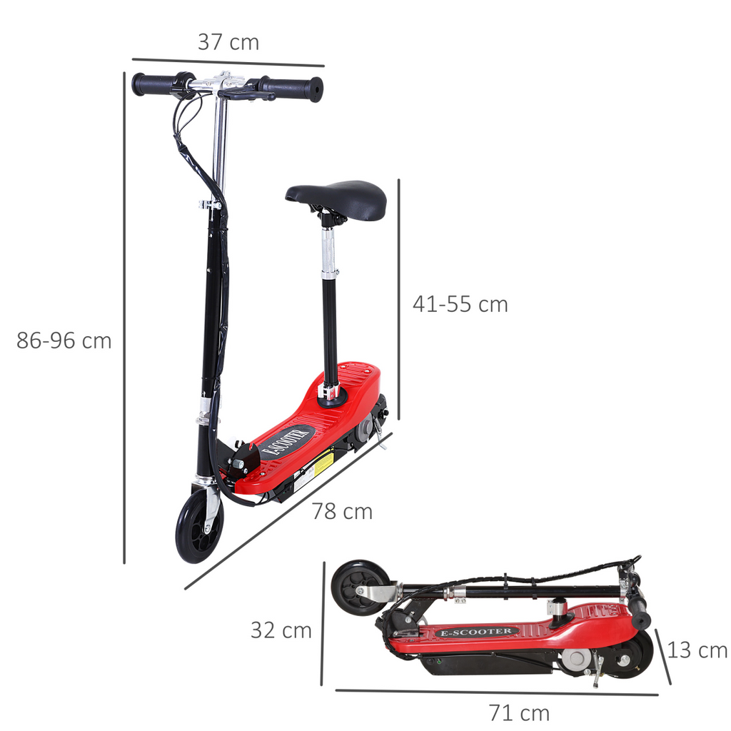 Kids Foldable Electric Powered Scooters 120W Toy w/ Brake Kickstand Red HOMCOM