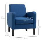 Modern Armchair Accent Chair with Rubber Wood Legs for Bedroom Blue