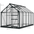Polycarbonate Walk-In Garden Greenhouse Aluminium Frame with Slide Door 6 x 10ft